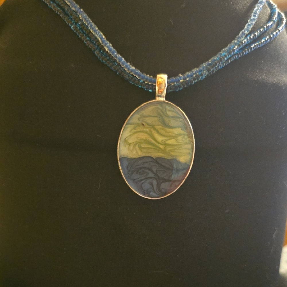Kenneth Cole Artisanal Blue and Green Textured Necklace